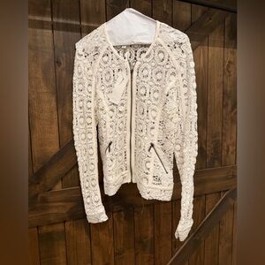 Piperlime Ivory Lace Jacket with Zipper